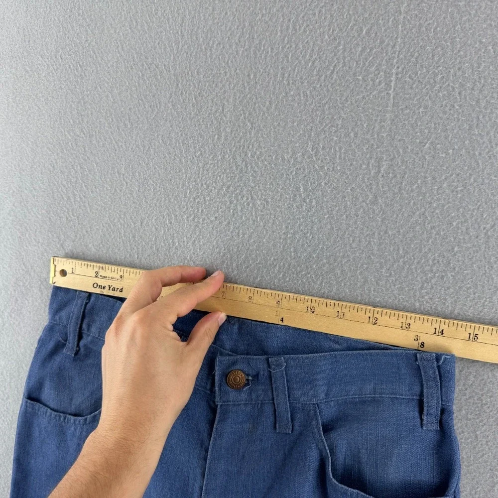Vintage Levis Pants Mens Fits 29x35 Blue Early 70s 1972 Bell Bottoms Chambray